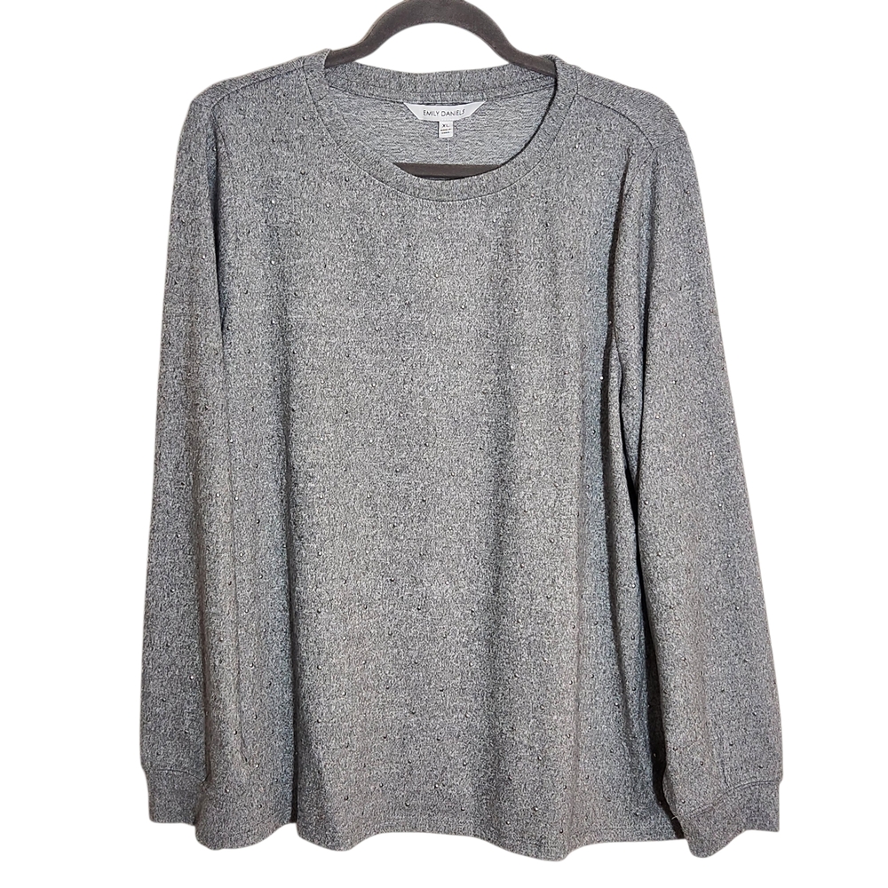Emily Daniels Gray Studded Sweater Size XL NWT